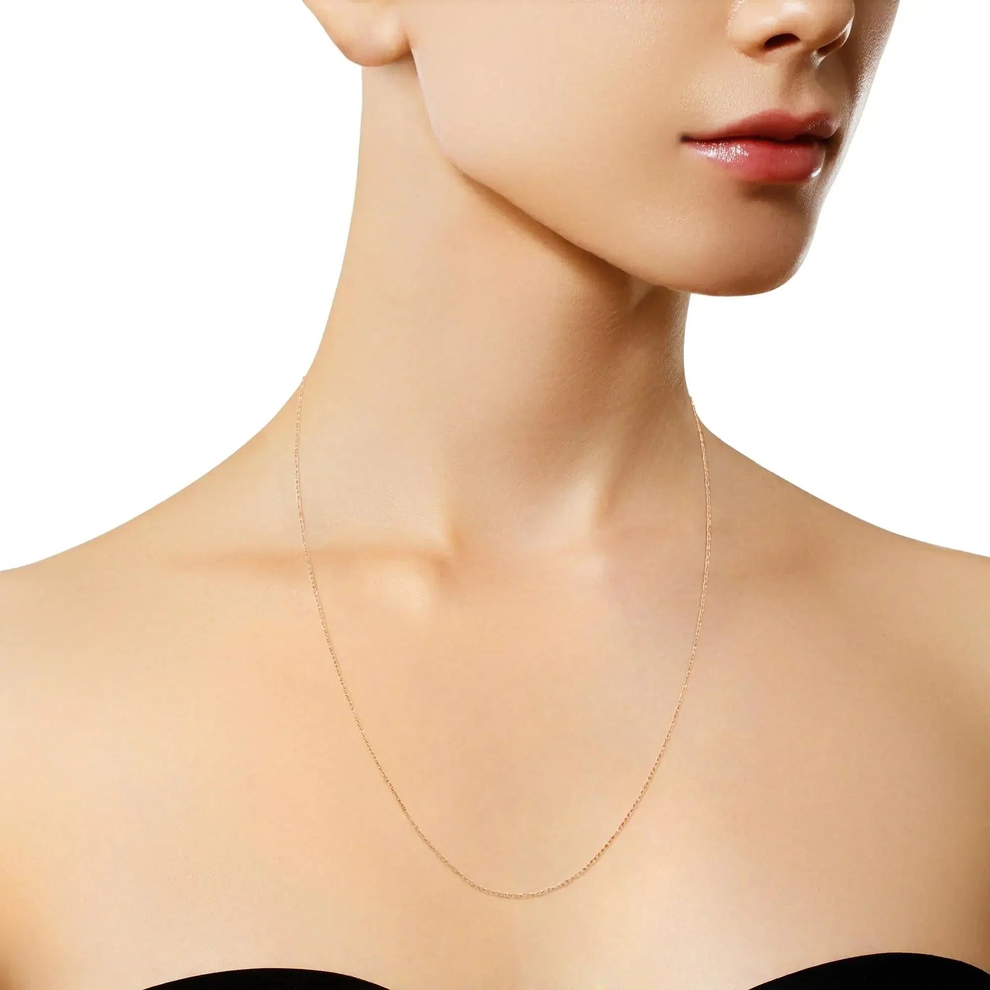 10K Gold 0.5 mm Slender & Dainty Fine Rope Chain Necklace - Anti Spier - Anti Spier -