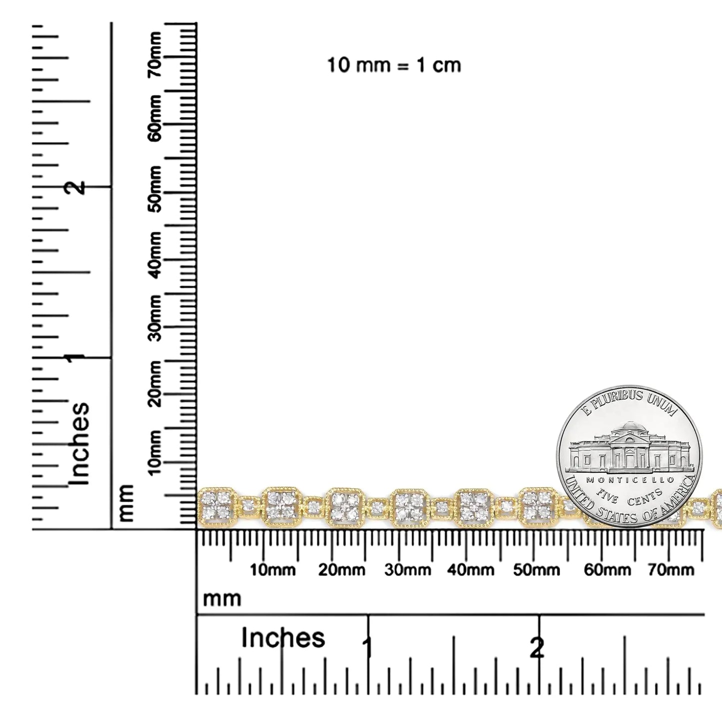 10K Yellow Gold 2.0 Cttw Diamond Square Link Bracelet (J - K Color, I2 - I3 Clarity) - Size 7.25" - Anti Spier - Anti Spier - bracelet
