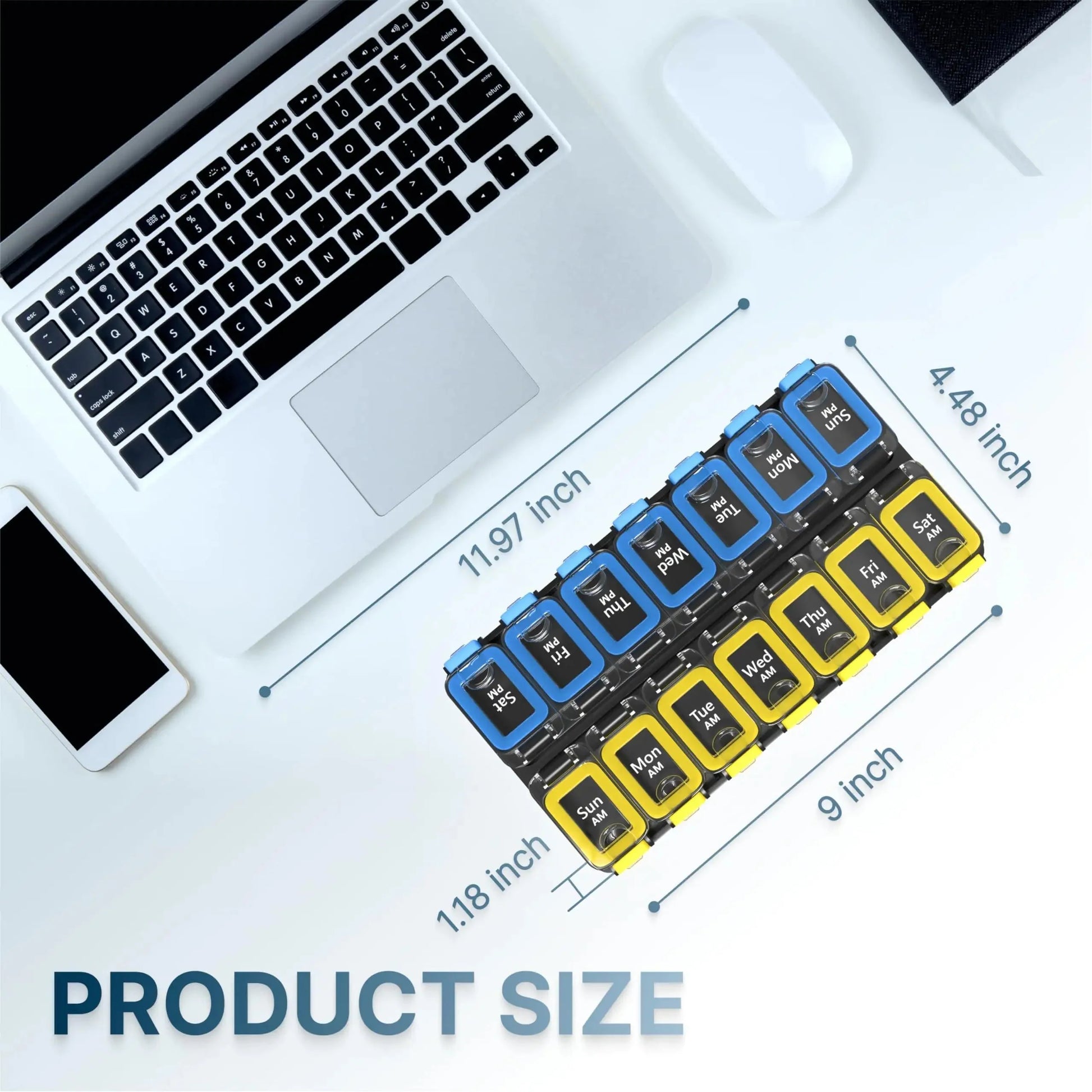 Weekly Pill Organizer 2 Times A Day Am Pm Pill Case Pill Box Yellowblue Plastic Anti Spier