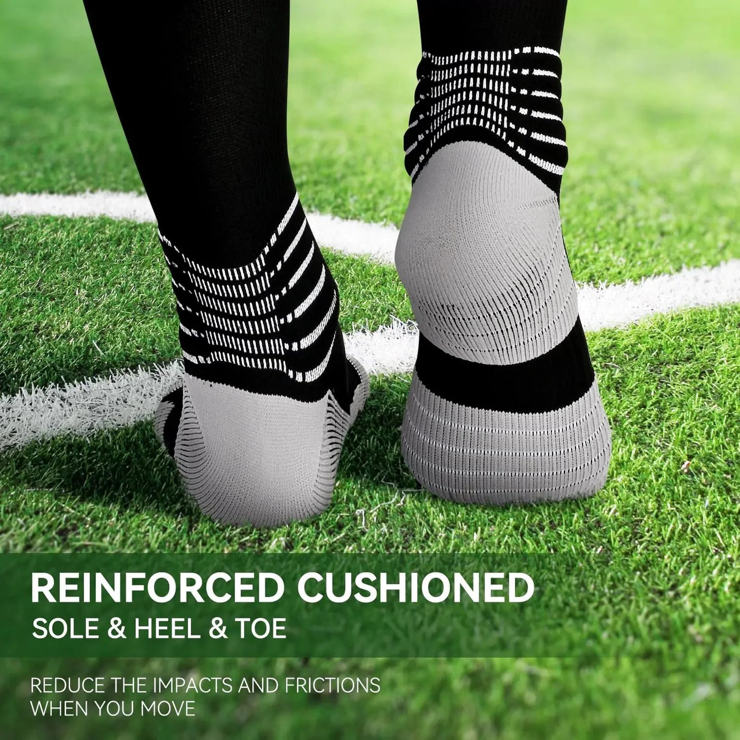 IRAMY Compressive Soccer Socks Ankle Compression Support Coolmax Wicking Anti-Slip Football Baseball Softball 1/2/3 Packs Small Red-two Packs Anti Spier