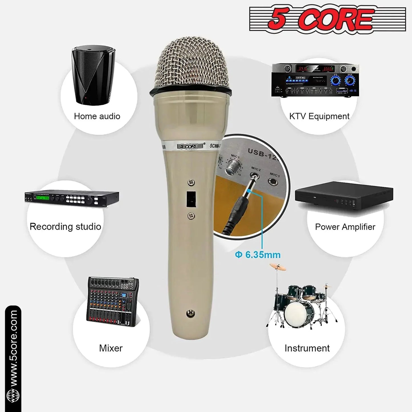 5Core XLR Microphone Dynamic Mic Karaoke Singing Studio Mics Handheld Microfono Anti Spier