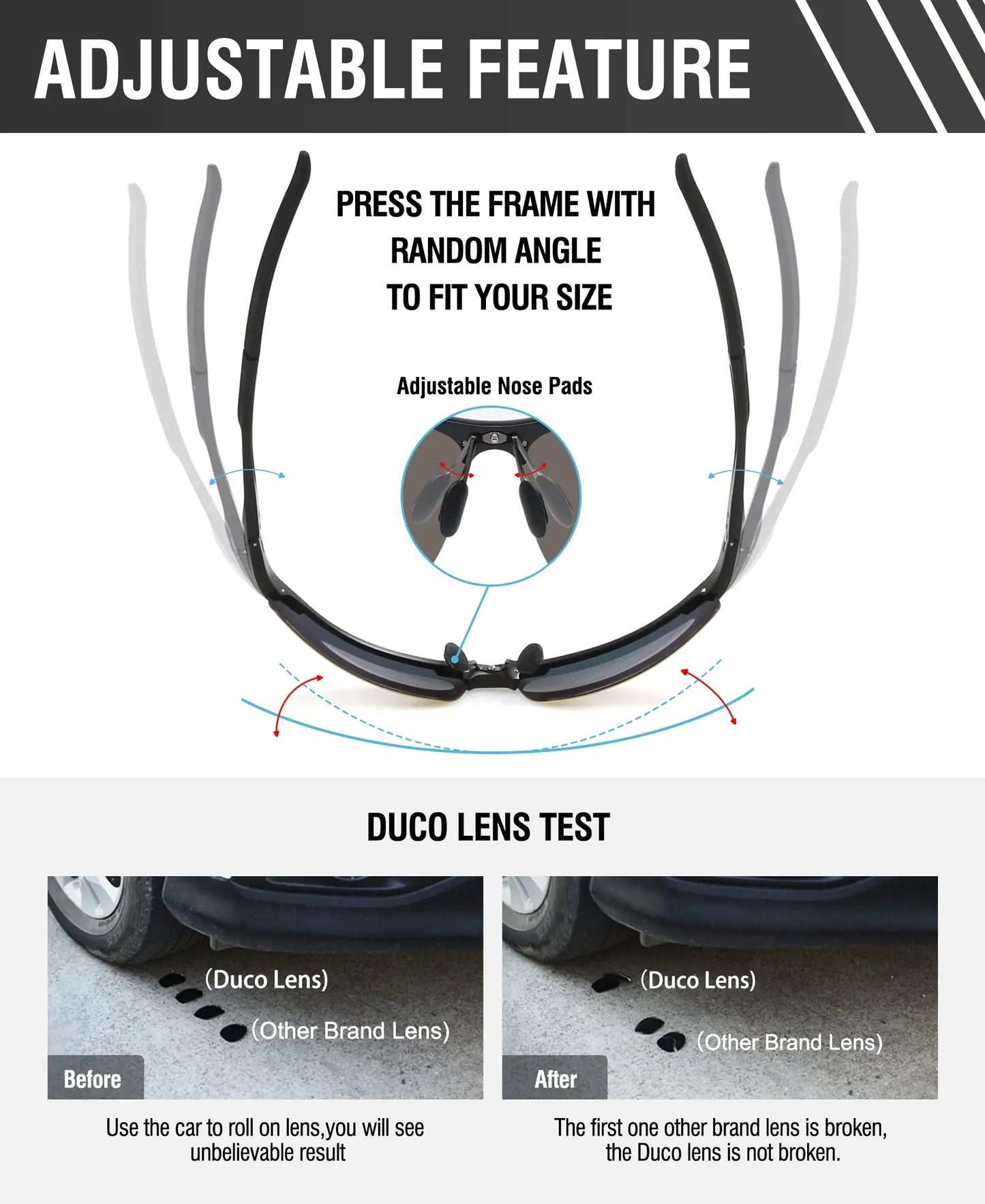 DUCO Mens Sports Polarized Sunglasses UV Protection Sunglasses for Men 8177s Black Frame Orange Lens Anti Spier