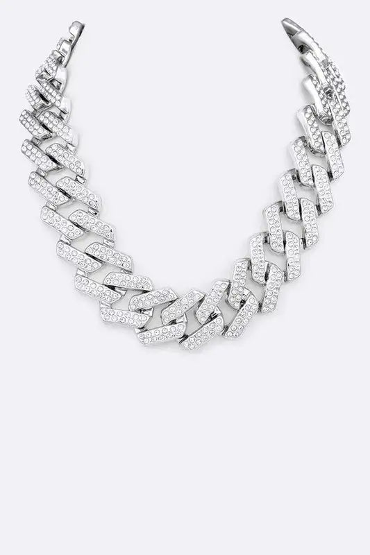 Crystal Pave Chunky Chain Iconic Necklace - Anti Spier
