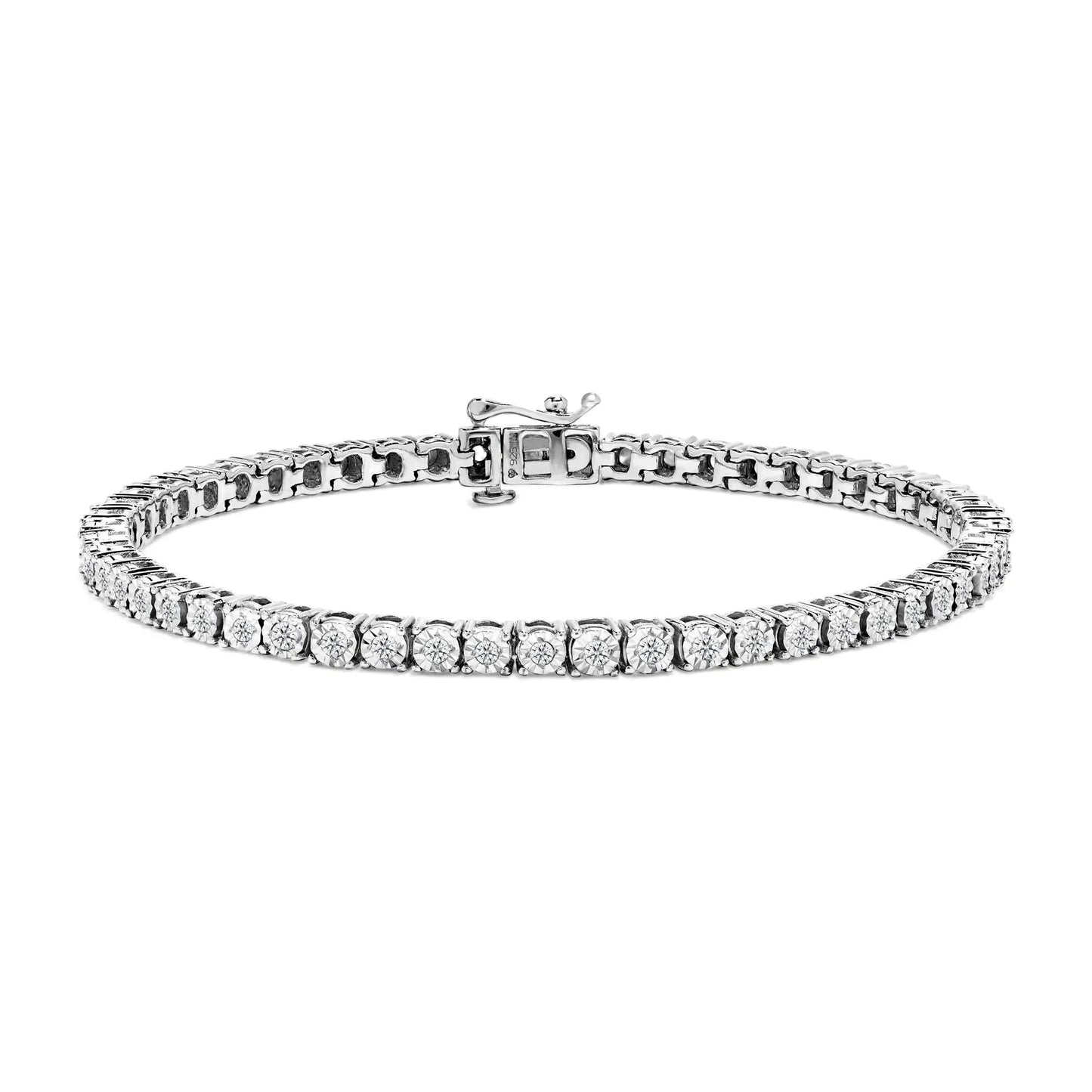 .925 Sterling Silver 1/2 Cttw Diamond Illusion - Set Miracle Plate Tennis Bracelet (I - J Color, I3 Clarity) - 7" - Anti Spier - Anti Spier - bracelet