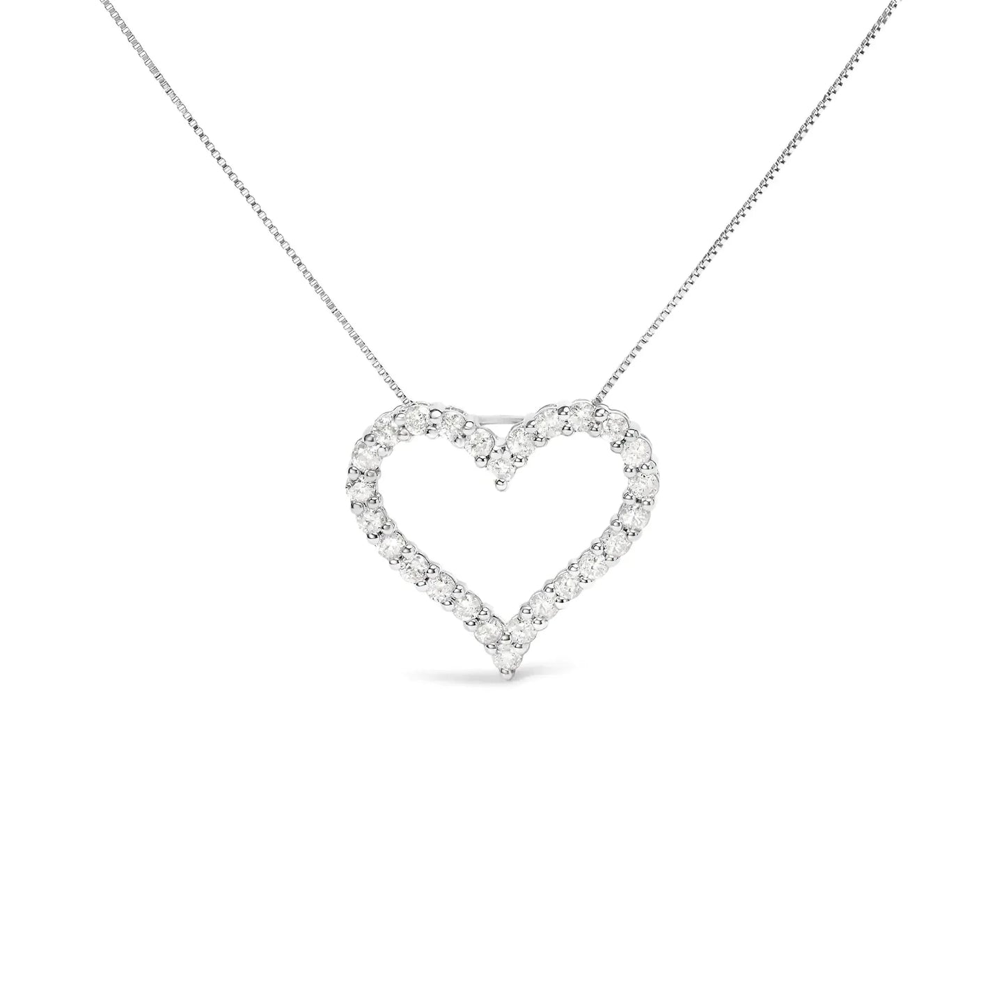 .925 Sterling Silver 2.0 Cttw Diamond Open Heart 18" Pendant Necklace (I - J Color, I2 - I3 Clarity) - Anti Spier - Anti Spier - necklace