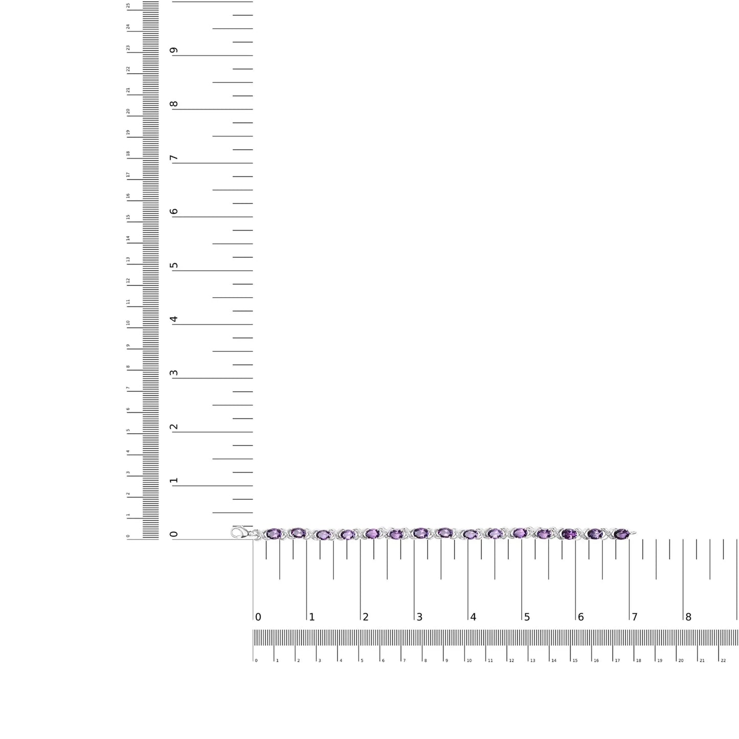 .925 Sterling Silver 7x5mm Oval Amethyst and Diamond Accent X - Link Bracelet (H - I Color, SI1 - SI2 Clarity) - Size 7" - Anti Spier - Anti Spier - bracelet