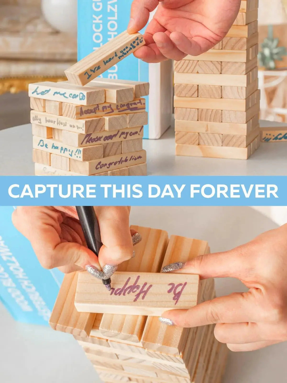 Wedding Guest Book Alternative 75 pcs Wooden Block Guest Book for Sign Anti Spier