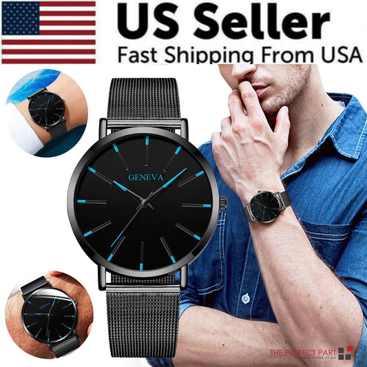 Waterproof Men's Watch Stainless Steel Quartz Luminous Classic Watches Business - Anti Spier