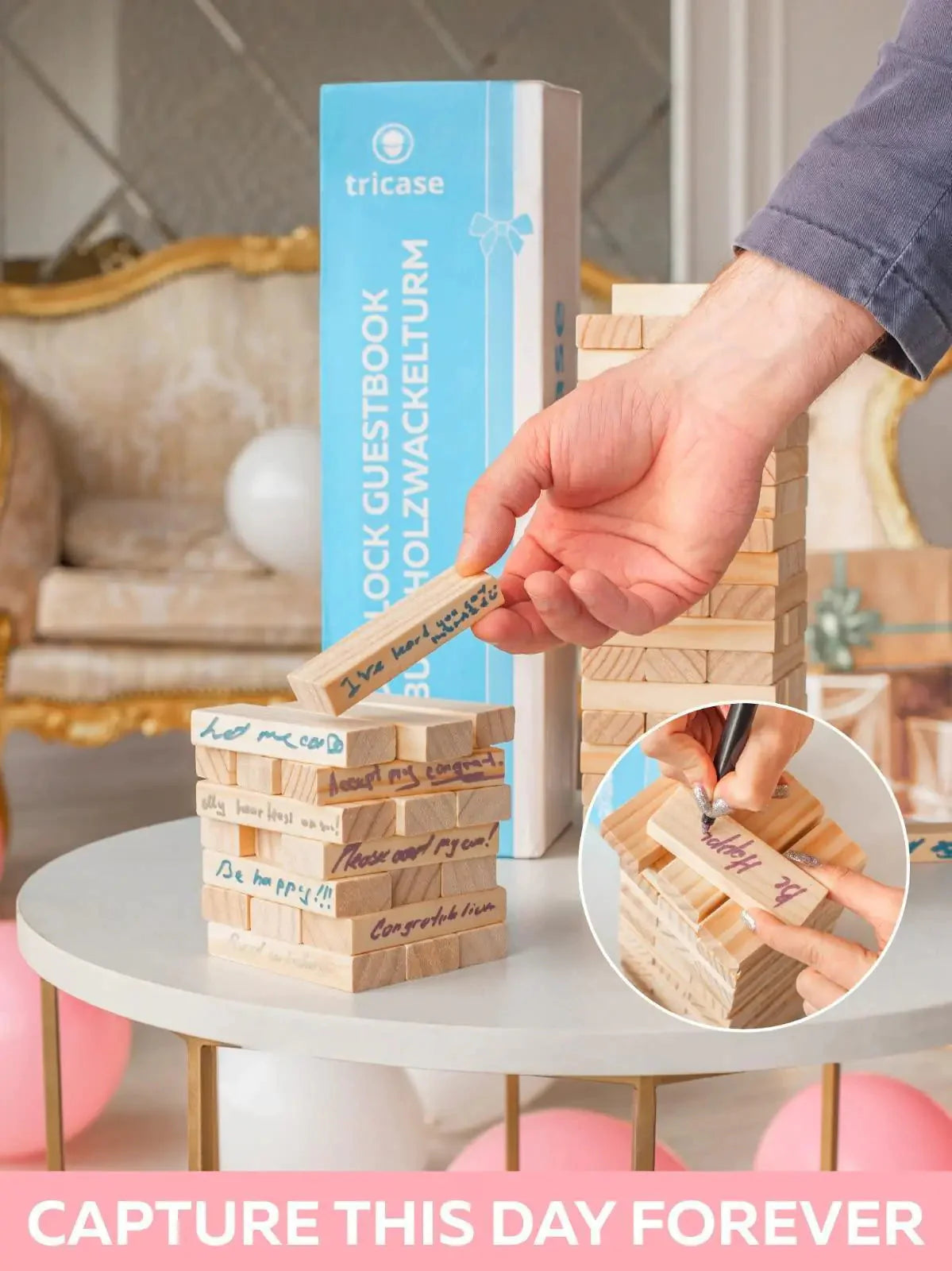 Wedding Guest Book Alternative 75 pcs Wooden Block Guest Book for Sign Anti Spier