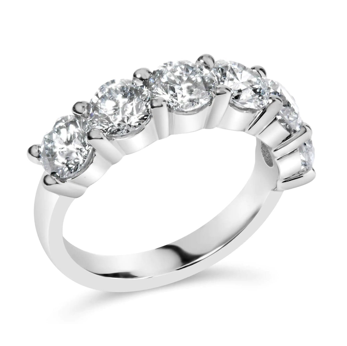 14K White Gold 3.0 Cttw Lab-Grown Diamond Shared Prong Set 6 Stone Band Ring (G-H Color, VS2-SI1 Clarity) - Anti Spier