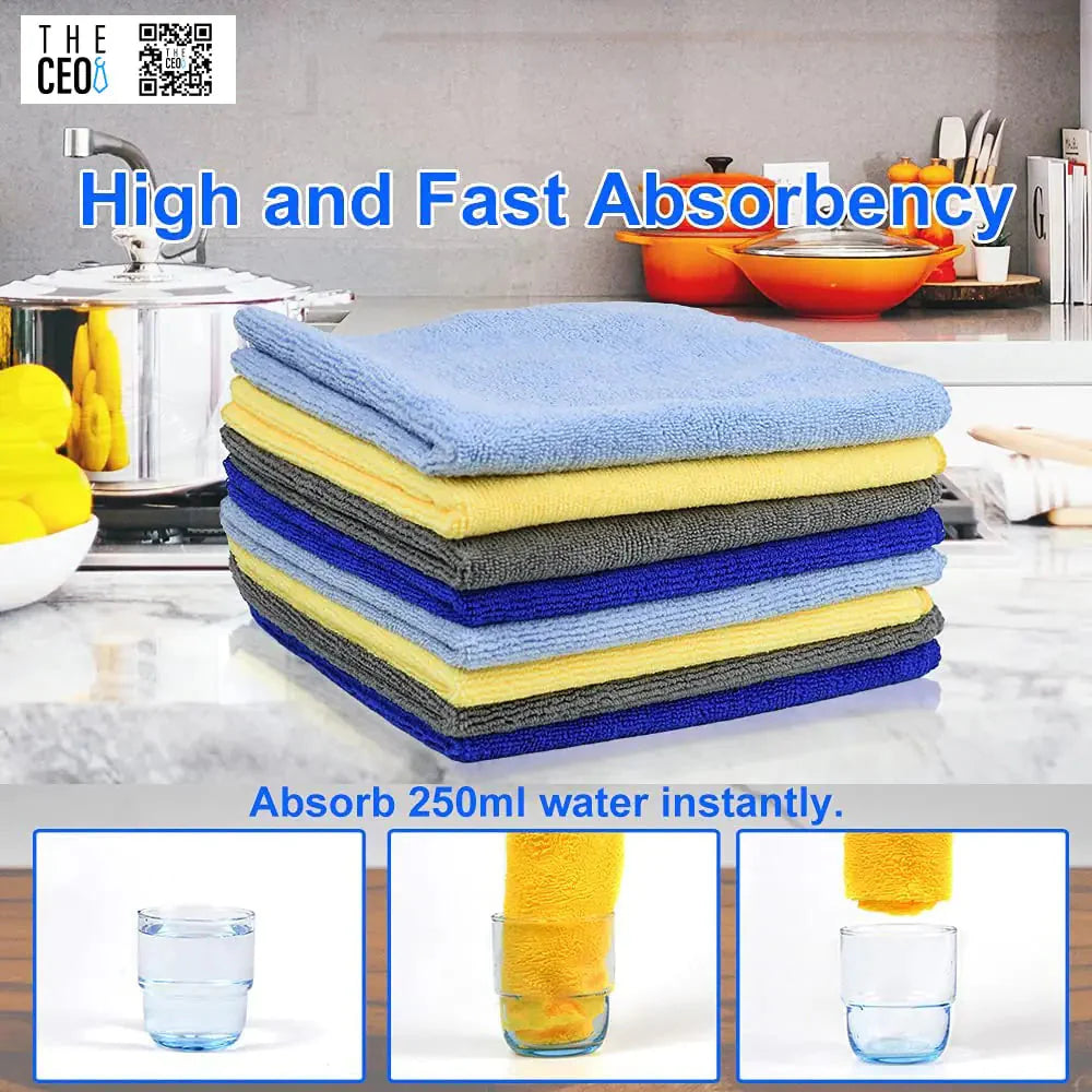 THE CEO Multipurpose Microfiber Cleaning Cloth - 8 Pack Anti Spier