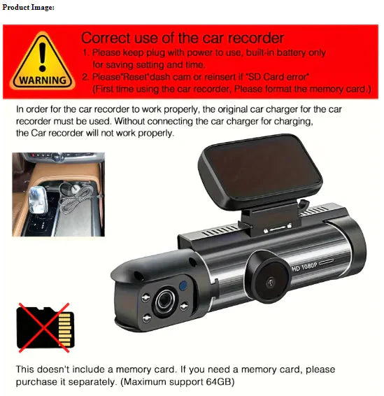 360° Dual Lens Car Dash Cam Anti Spier
