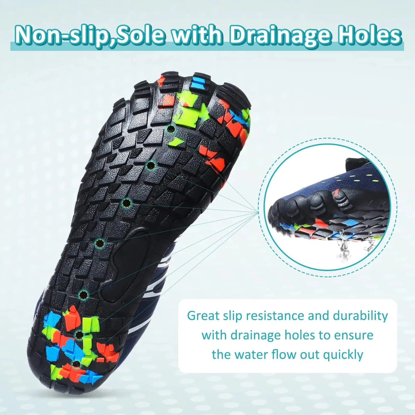 ziitop Water Shoes for Men Women Beach Barefoot Swim Rock Climbing Pool Shoes Socks, Anti-Slip Breathable Quick Dry Lightweight Slip-on, Outdoor Sport Hiking Walking Boating Fishing Diving Surfing 10.5 Women/9.5 Men Blue Anti Spier