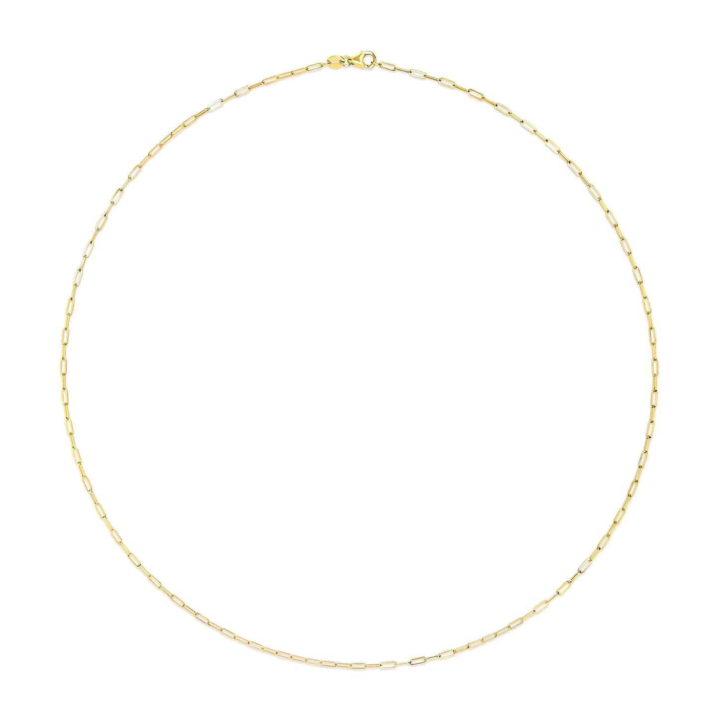 Unisex Solid 14K Gold 1.5mm Paperclip Chain Necklace - Choice of Length and Metal Color - Anti Spier