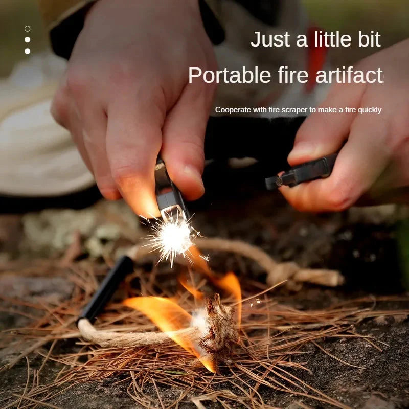 Flint Fire Starter Whistle Survival Kit Anti Spier