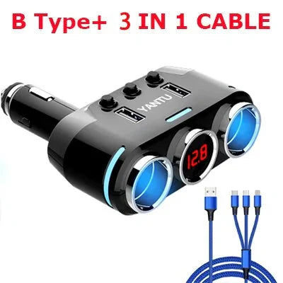 12V-24V Car splitter Cigarette Lighter Socket Plug Dual USB Charger Adapter Anti Spier