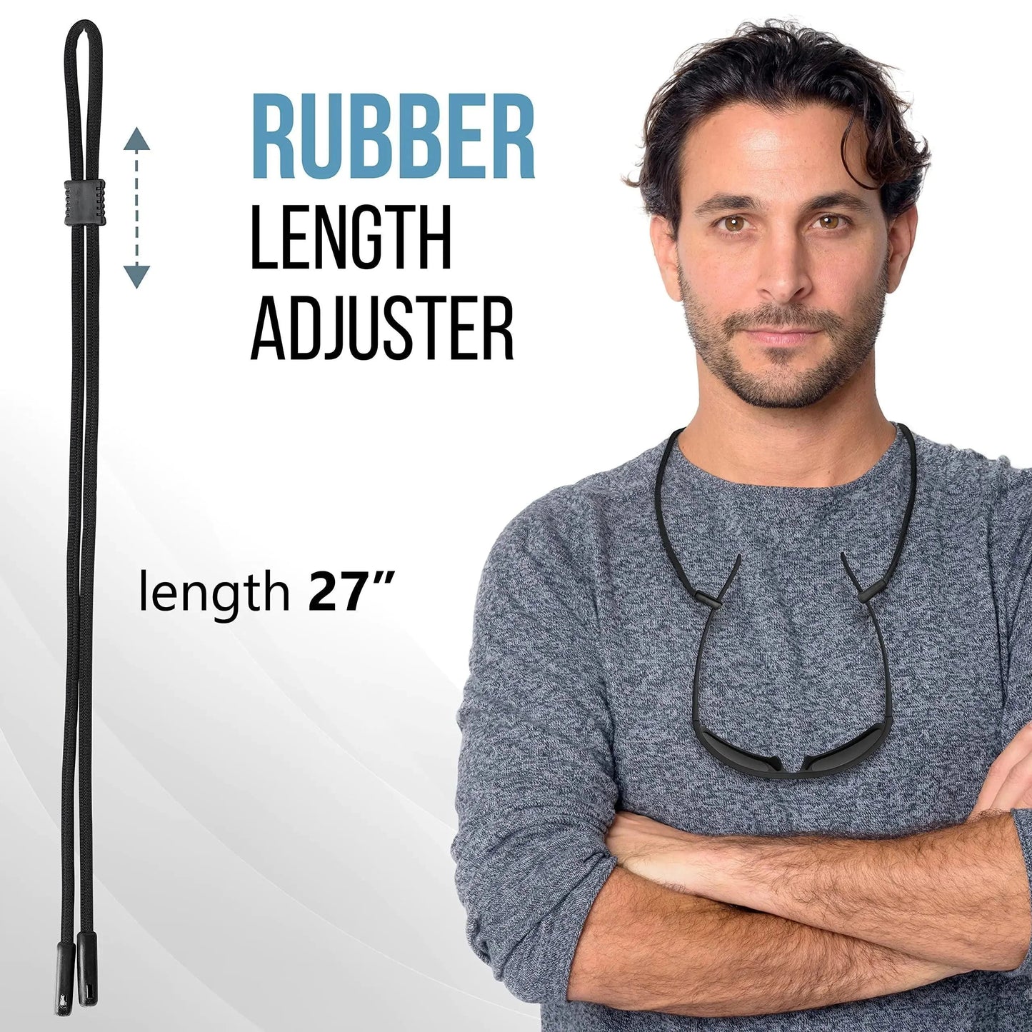 Eyeglasses String Holder Strap Glasses Cords 4 Pcs Black Adjustable 27 inch Long Anti Spier