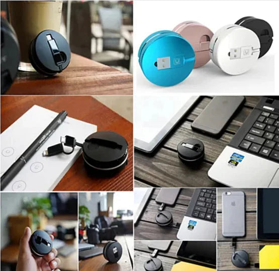 Puck N Roll Retractable Pocket Size Charging Cable For All Smart Devices Anti Spier