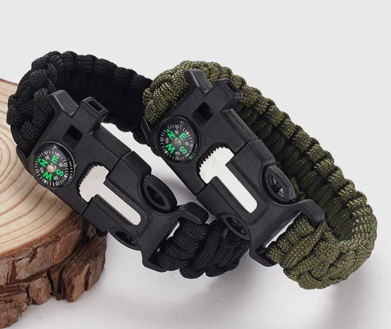 High Decibel Whistle Bracelet with Fire Starter (In Stock) Anti Spier