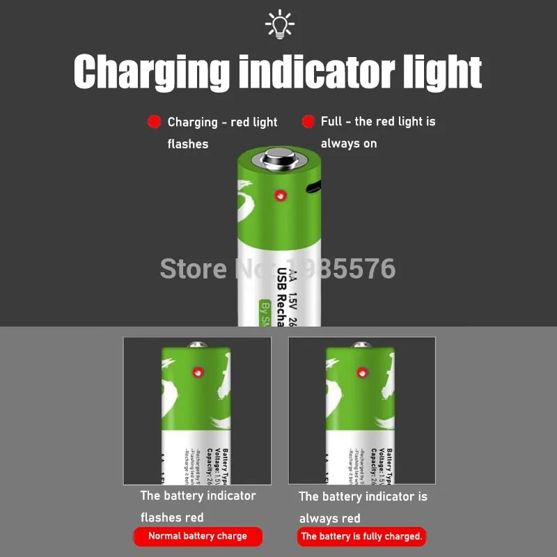 1.5V 2600mwh AA Rechargeable Li-ion Batteries