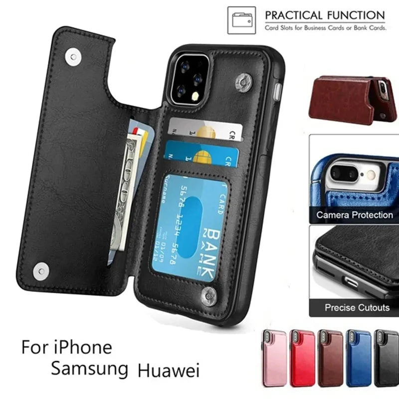 Wallet Phone Cases for IPhone 11 Pro Max 6S 6 7 8 Plus XS Max XR Case Cover Retro Flip Leather Phone Case for Iphone 7 Case Capa Anti Spier