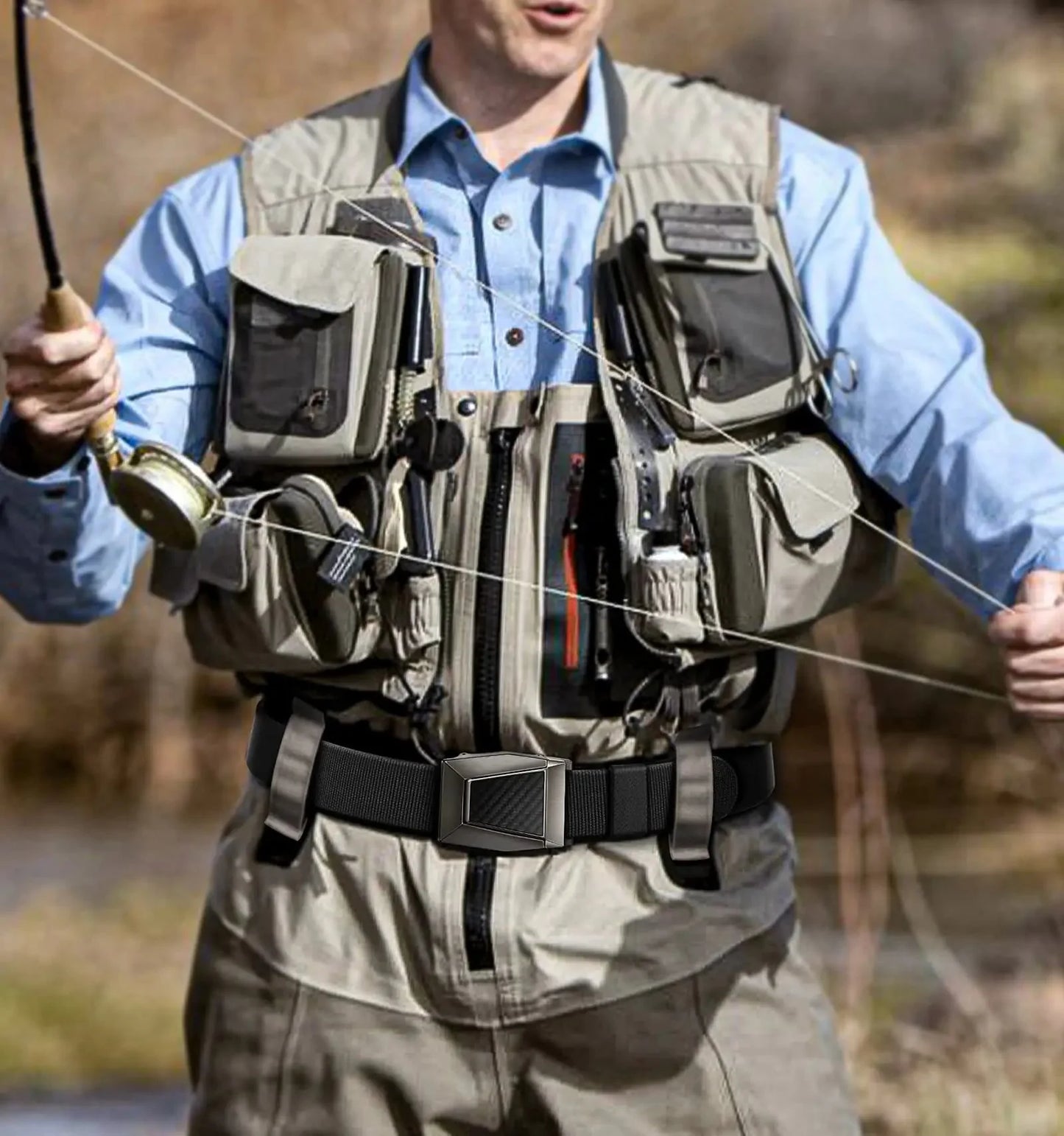 BULLIANT Tactical Belt for Men, Men Stretch Nylon Web Gift Belt 1.5"-Hiking Rigger Military Work-Quick Release Black2972 34"-38"Waist Adjustable Anti Spier