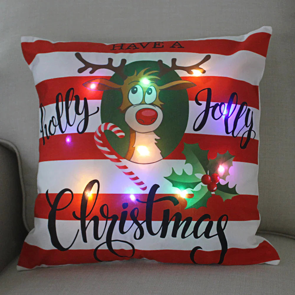 Super Soft Plush Christmas LED Lantern Pillowcase Anti Spier