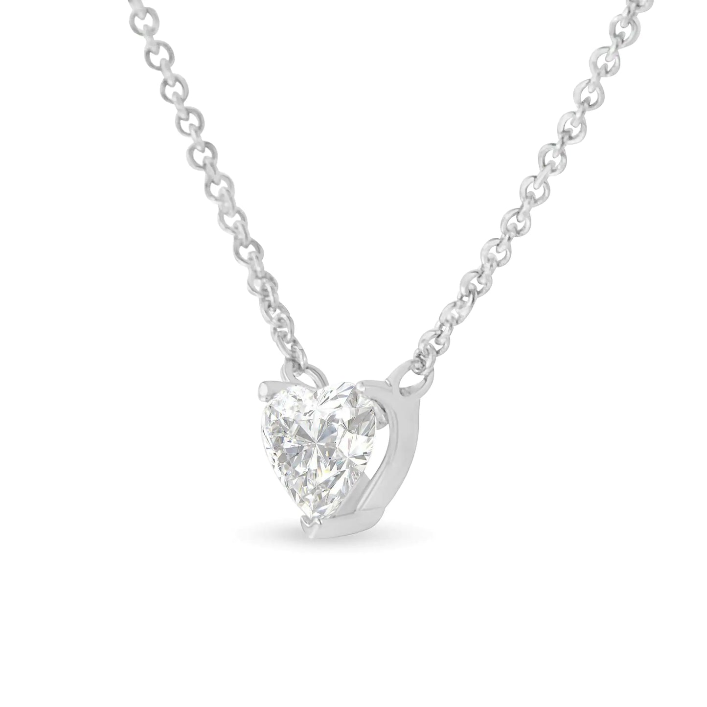 14k White Gold 1/4 Cttw Lab Grown Heart Shape Diamond Solitaire 18" Pendant Necklace (E-F Color, SI1-SI2 Clarity) - Anti Spier