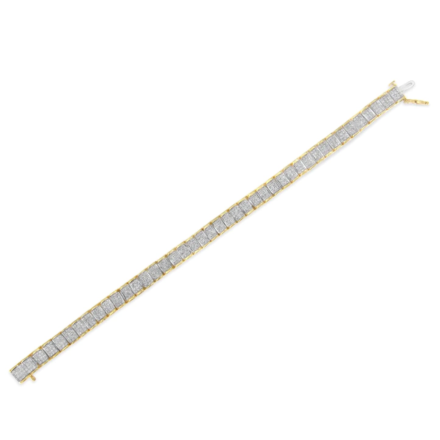 14K Gold 5.00 Cttw Square Princess Cut White Diamond Rectangular Invisible Set Link Tennis Bracelet (H-I Color, SI2-I1 Clarity) - 7.25” Inches - Anti Spier