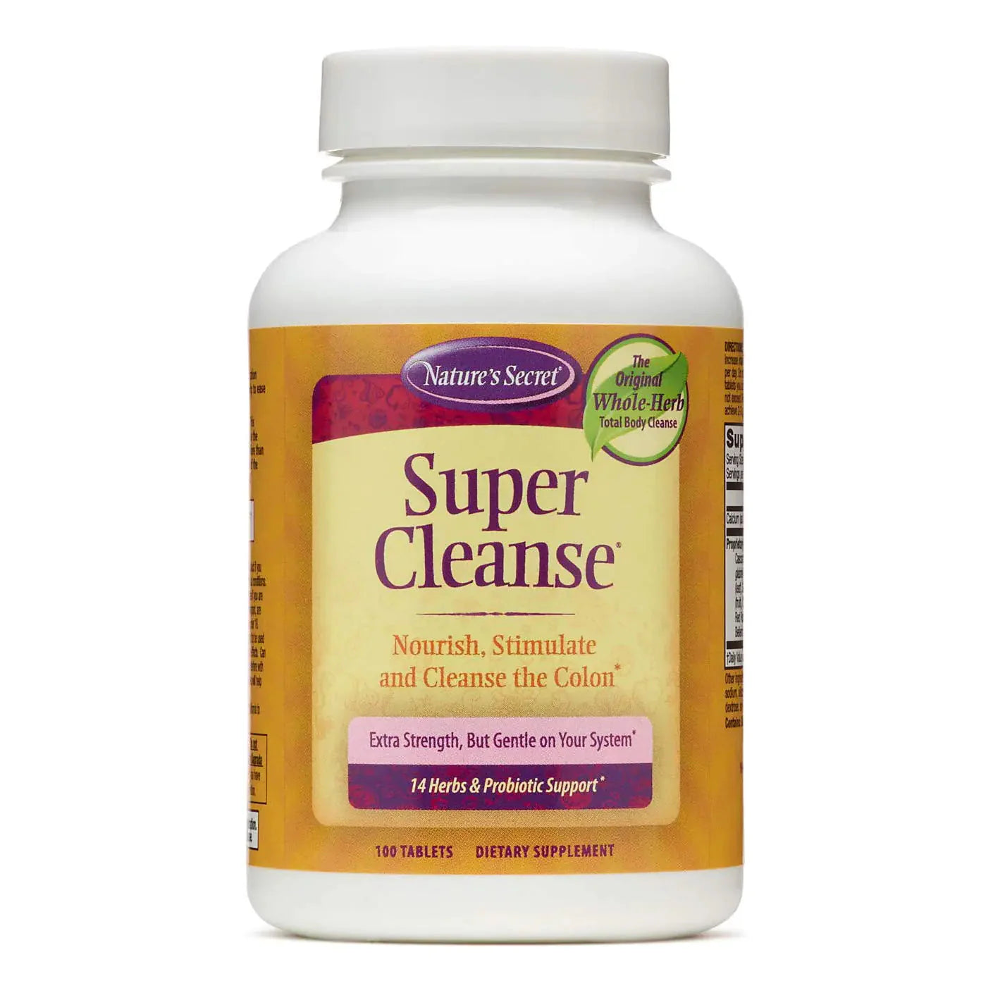Super Cleanse by Natures Secret | Herbal and Probiotic Support 100 Tablets Anti Spier
