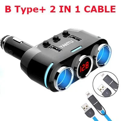 12V-24V Car splitter Cigarette Lighter Socket Plug Dual USB Charger Adapter Anti Spier