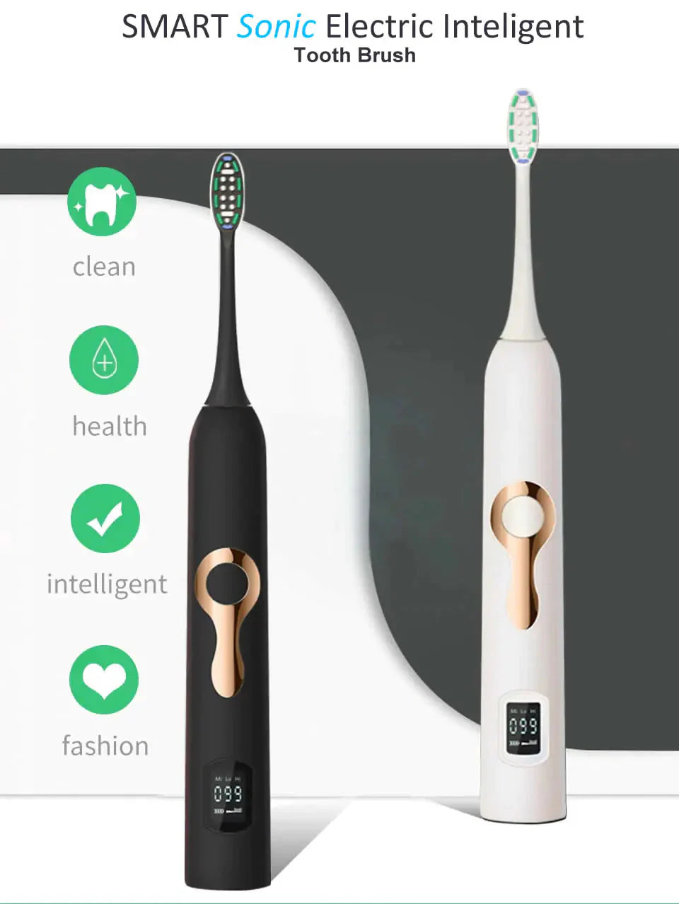 Smart Sonic LCD Electric Tooth Brush Anti Spier