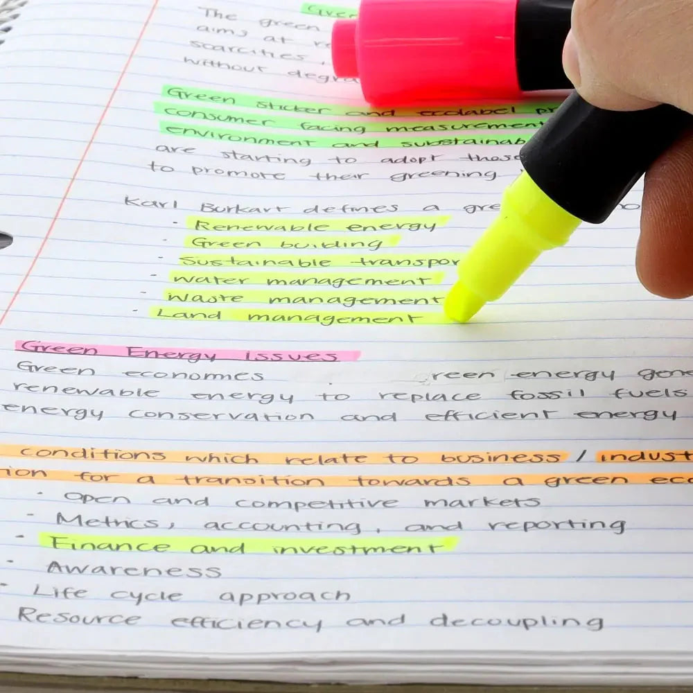 Yellow Fluorescent Highlighters with Cushion Grip (3/Pack) Anti Spier