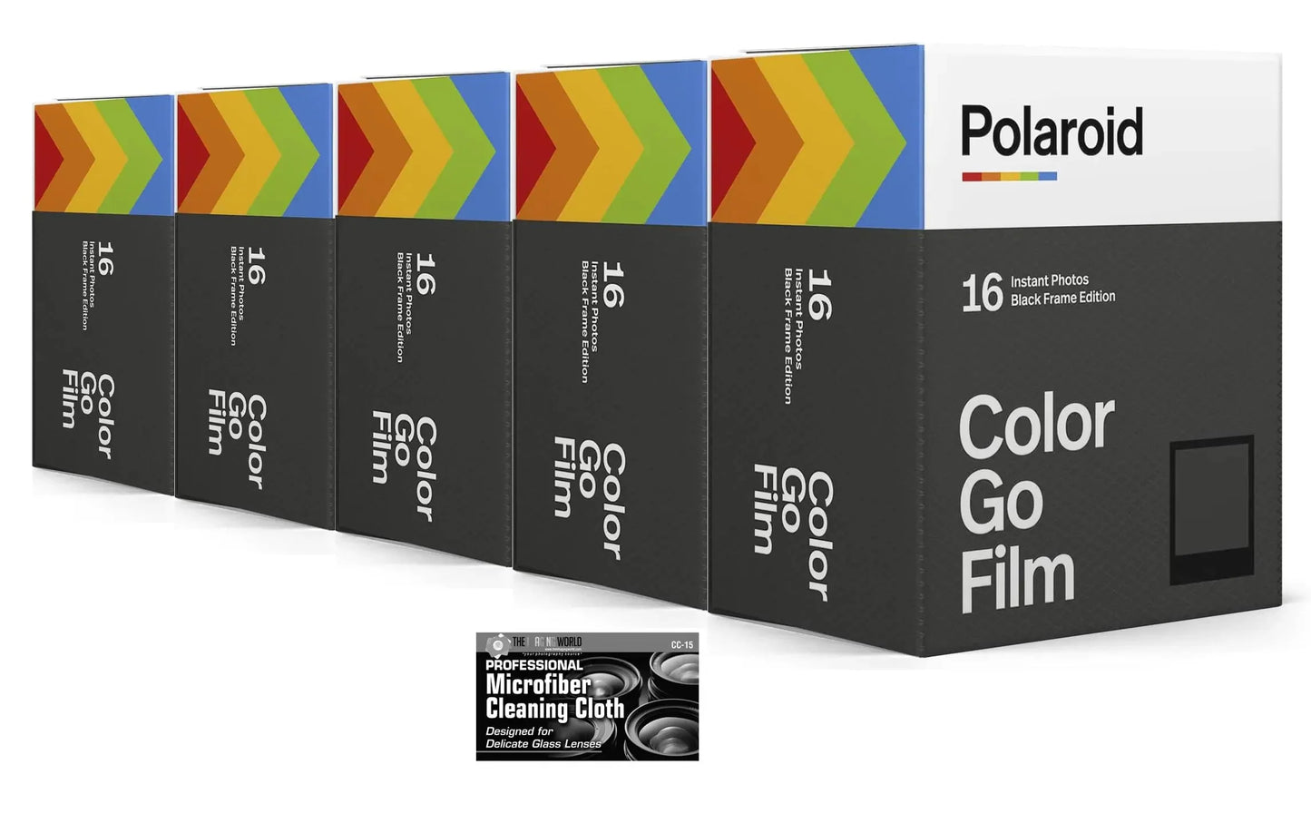 Polaroid Originals Go Instant Color Film Black Frame for The Polaroid GO Camera - 5 Double Packs with Cloth (80 Photos) Anti Spier