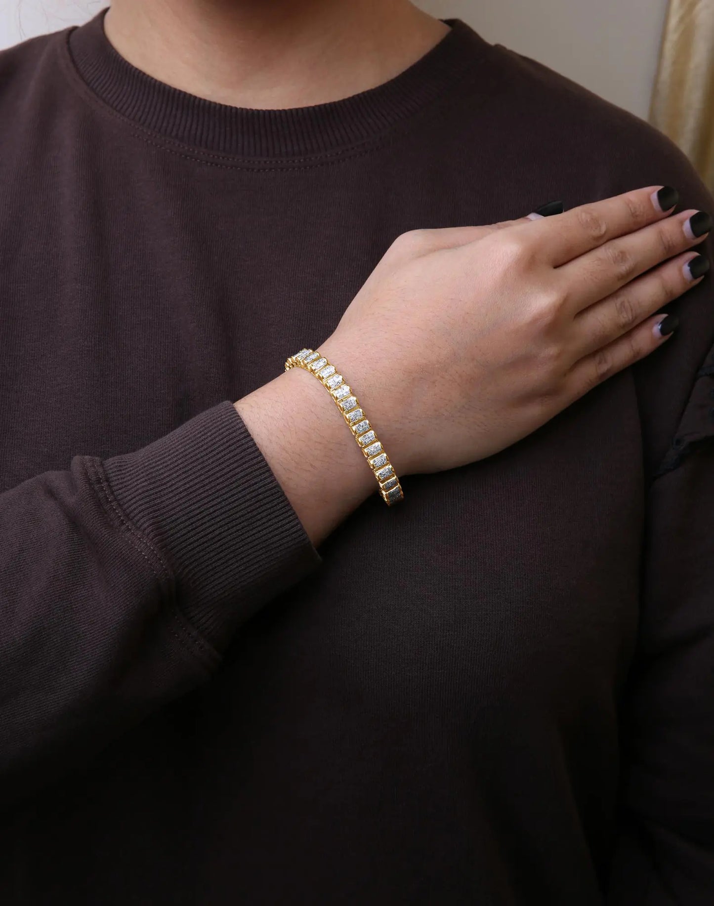 14K Gold 5.00 Cttw Square Princess Cut White Diamond Rectangular Invisible Set Link Tennis Bracelet (H-I Color, SI2-I1 Clarity) - 7.25” Inches - Anti Spier