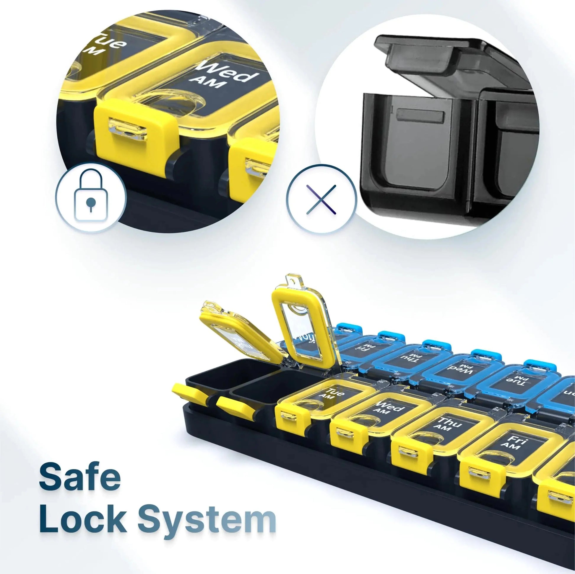 Weekly Pill Organizer 2 Times A Day Am Pm Pill Case Pill Box Yellowblue Plastic Anti Spier