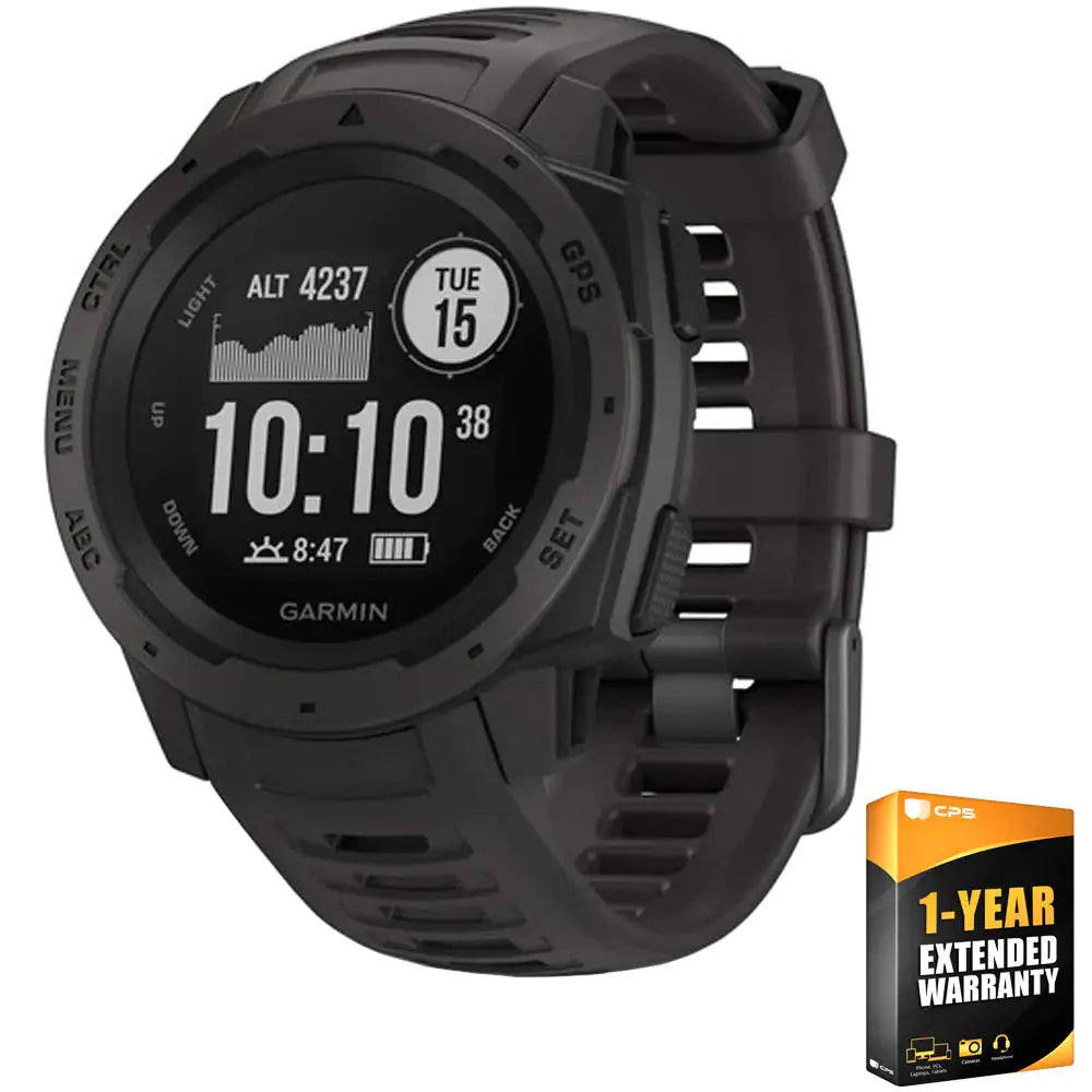 Garmin Instinct Rugged Outdoor Watch with GPS Features Glonass and Galileo Heart Rate Monitoring and 3-Axis Compass Graphite Anti Spier