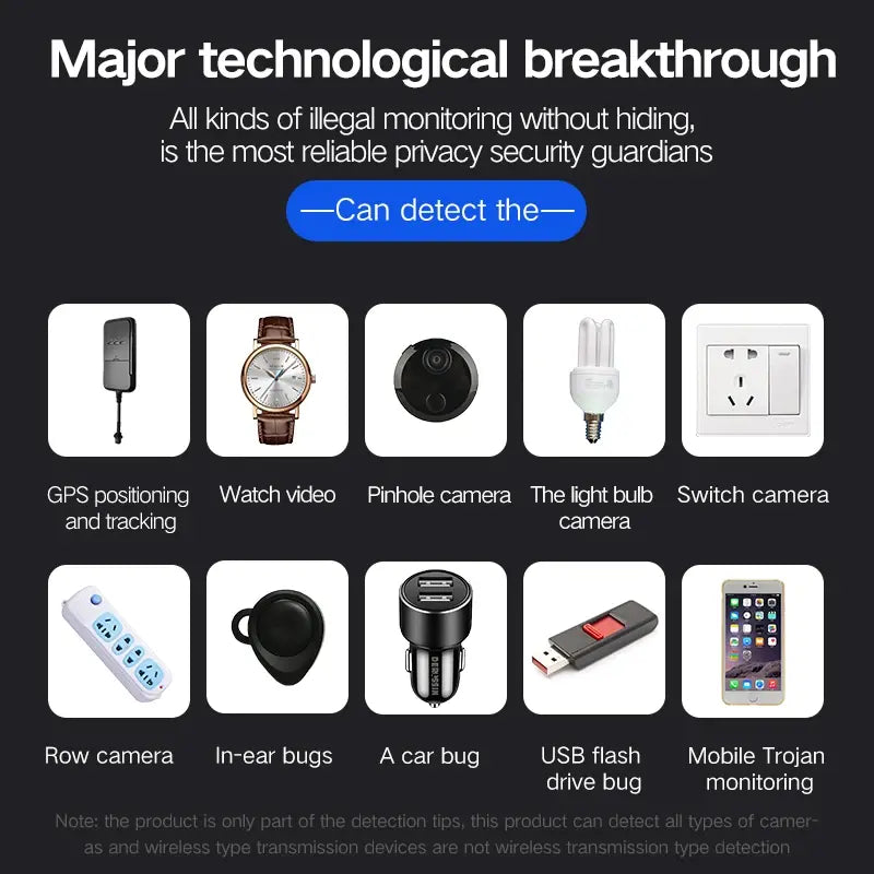 Anti-Spy Camera FinderAnti Spier Anti SpierAnti-Spy Camera FinderPlease Note: Shipping time for this item may up to 15 days.Protect Your Privacy with Our Wireless RF Signal Detector! Take control of your security and privacy with