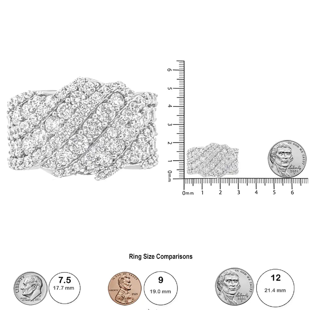 10K Yellow Gold 3.00 Cttw Diamond Multi Row Cluster Band Ring (I-J Color, I3 Clarity) - Anti Spier