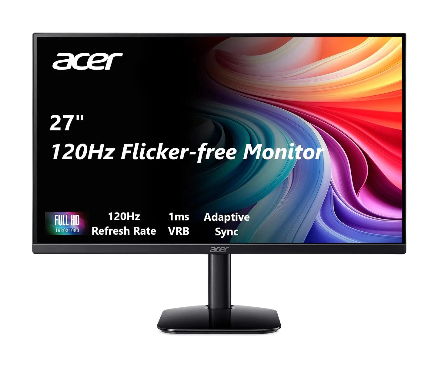 acer KB272 G0bi 27" IPS Full HD (1920 x 1080) Gaming Office Monitor | Adaptive-Sync Support (FreeSync Compatible) | Up to 120Hz Refresh | 1ms (VRB) | sRGB 99% | Tilt | HDMI & VGA Ports Anti Spier