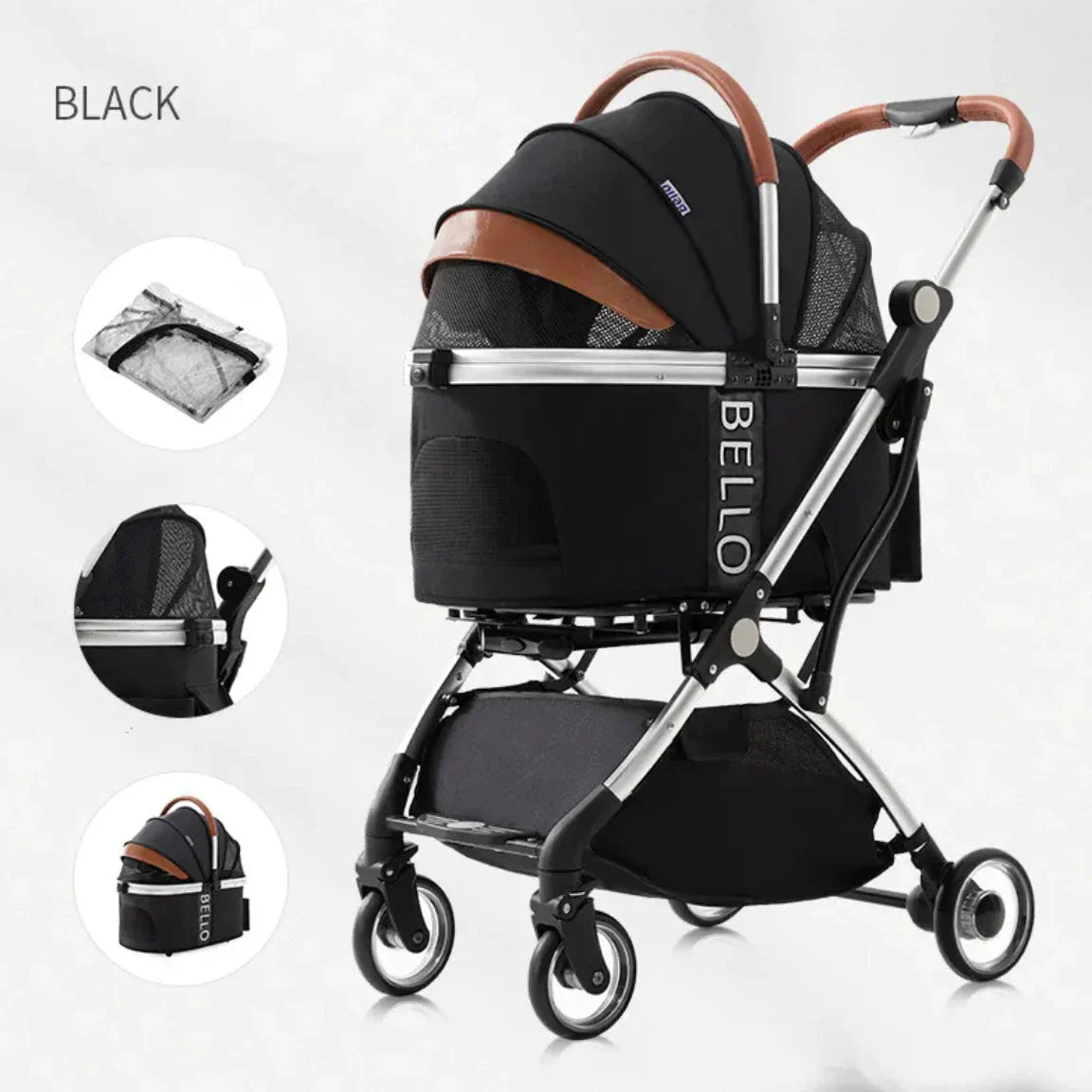 Foldable Four-Wheel Pet Stroller Anti Spier