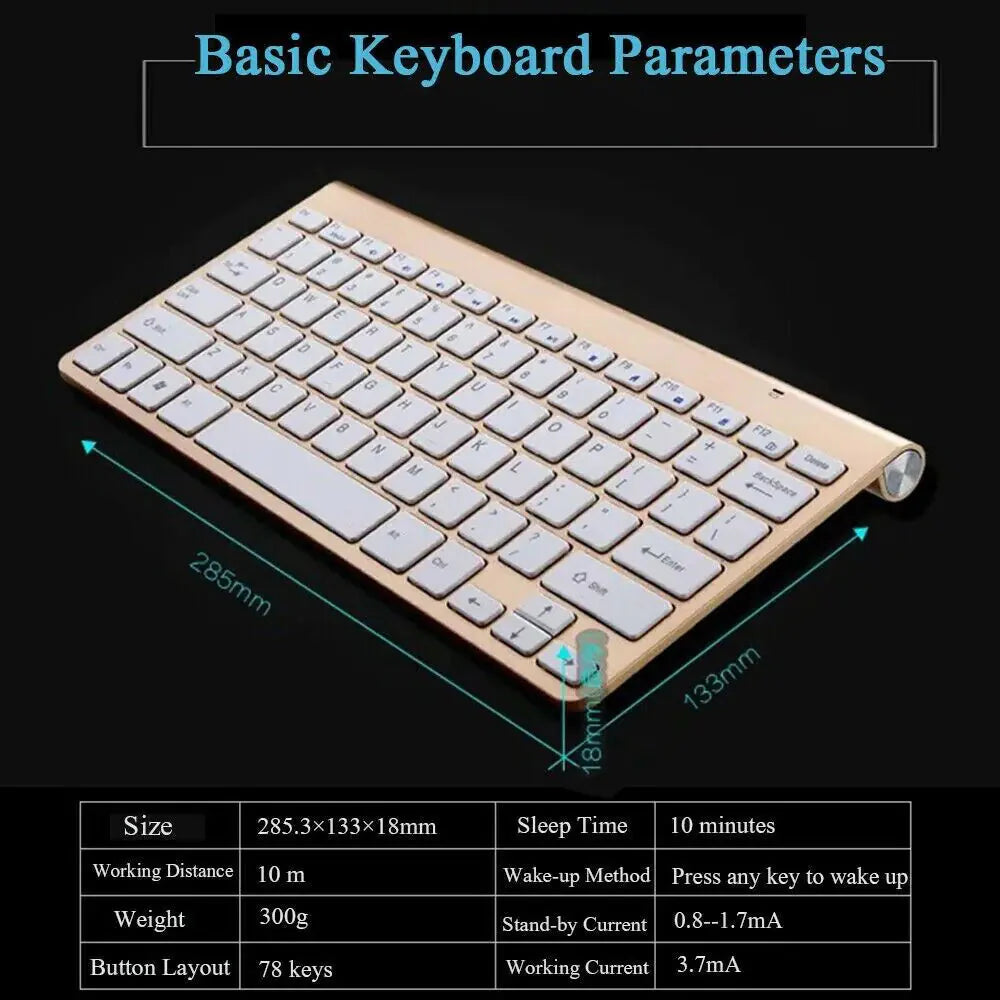 Mini Wireless Keyboard And Mouse Set Waterproof 2.4G For Mac Apple PC Computer Anti Spier