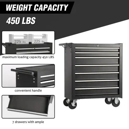 Rolling Tool Chest With 7-Drawer Tool Box With Wheels Multifunctional Tool Cart Mechanic Tool Storage Cabinet For Garage, Warehouse, Workshop, Repair Shop Anti Spier