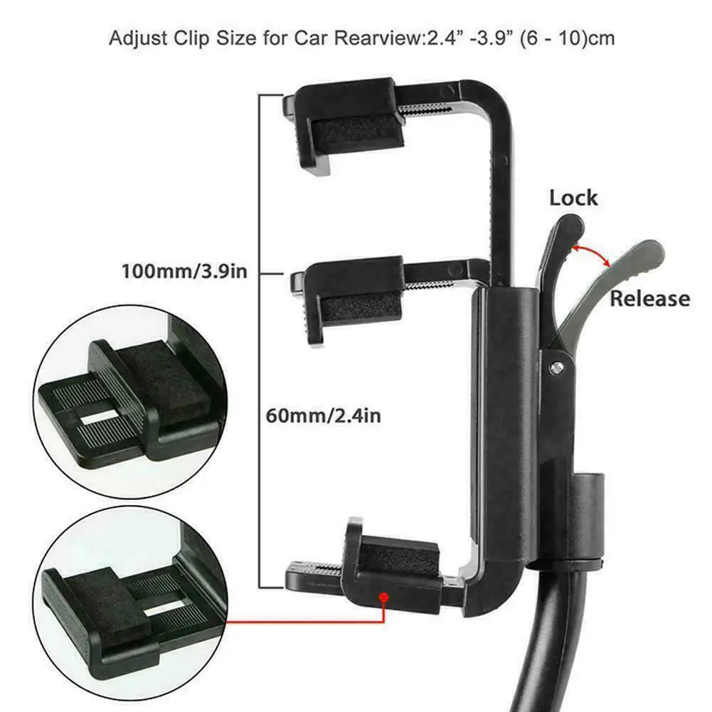 Universal 360° Car Rearview Mirror Mount Stand Holder Cradle For Cell Phone GPS Anti Spier