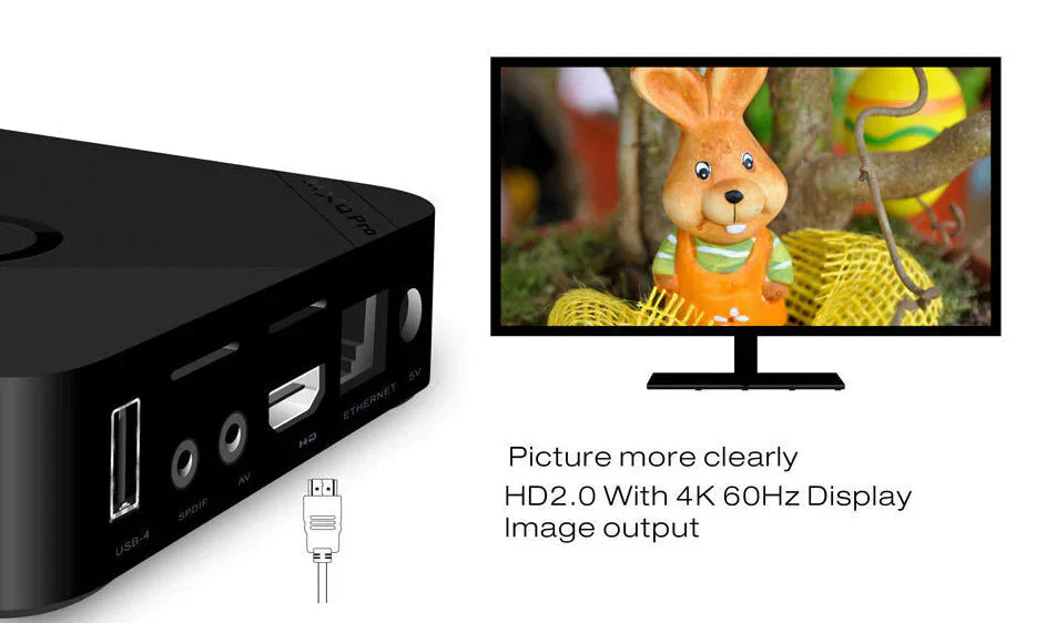 MXQ Pro 4K Ultra HD 64Bit Wifi Android 7.1 Quad Core Smart TV Box Media Player Anti Spier