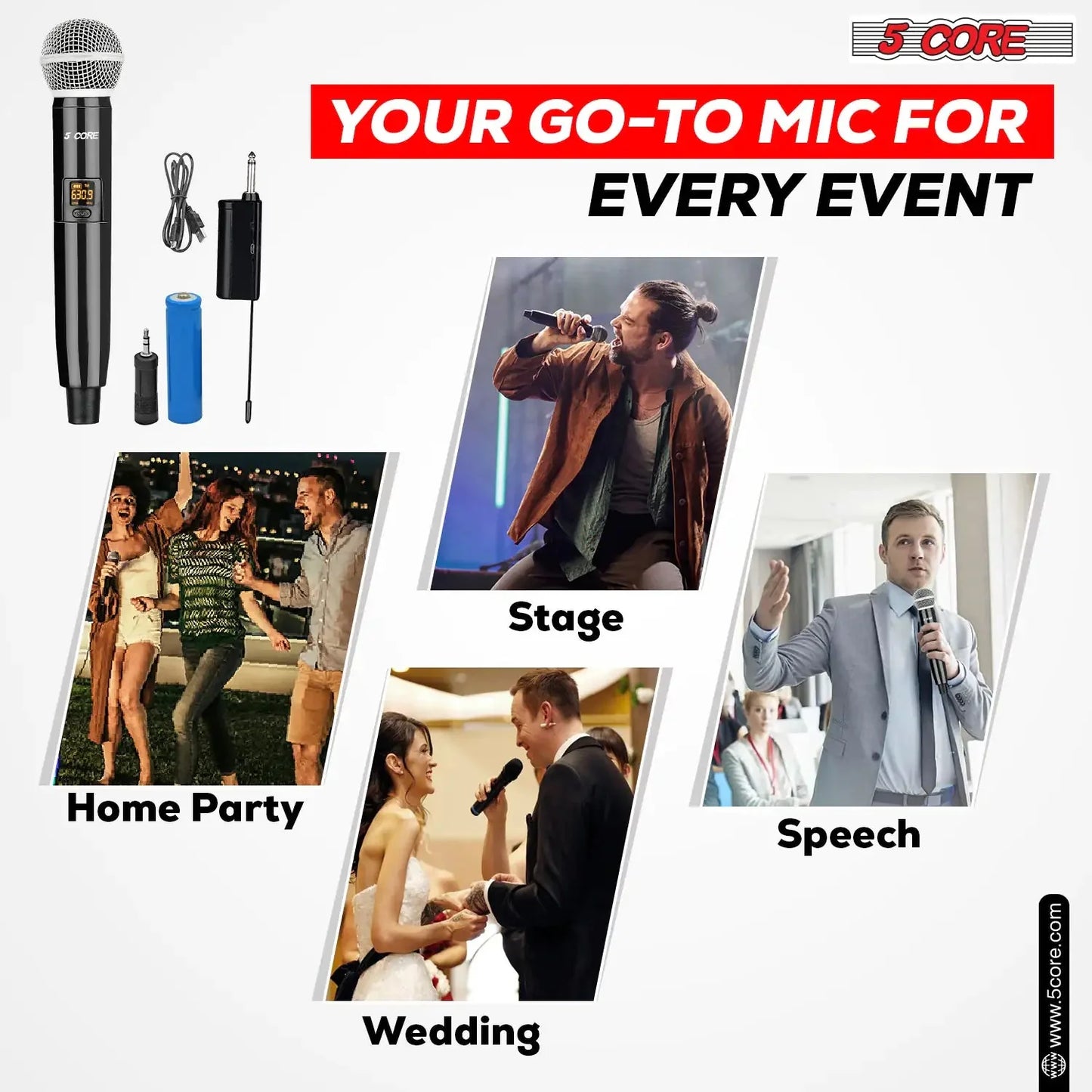 5Core Wireless Microphones VHF Microfonos Inalambricos Professional Handheld Cordless Mic Anti Spier