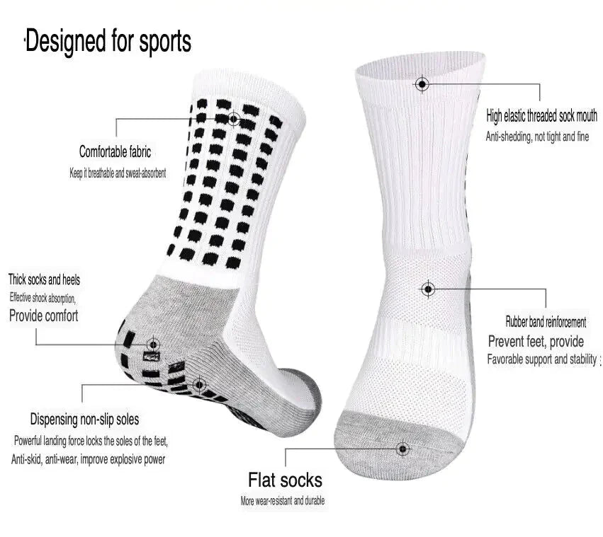 3 Pair Sport Socks Anti Slip W/ Grip Soccer Men Football Basketball Sock Premium Anti Spier