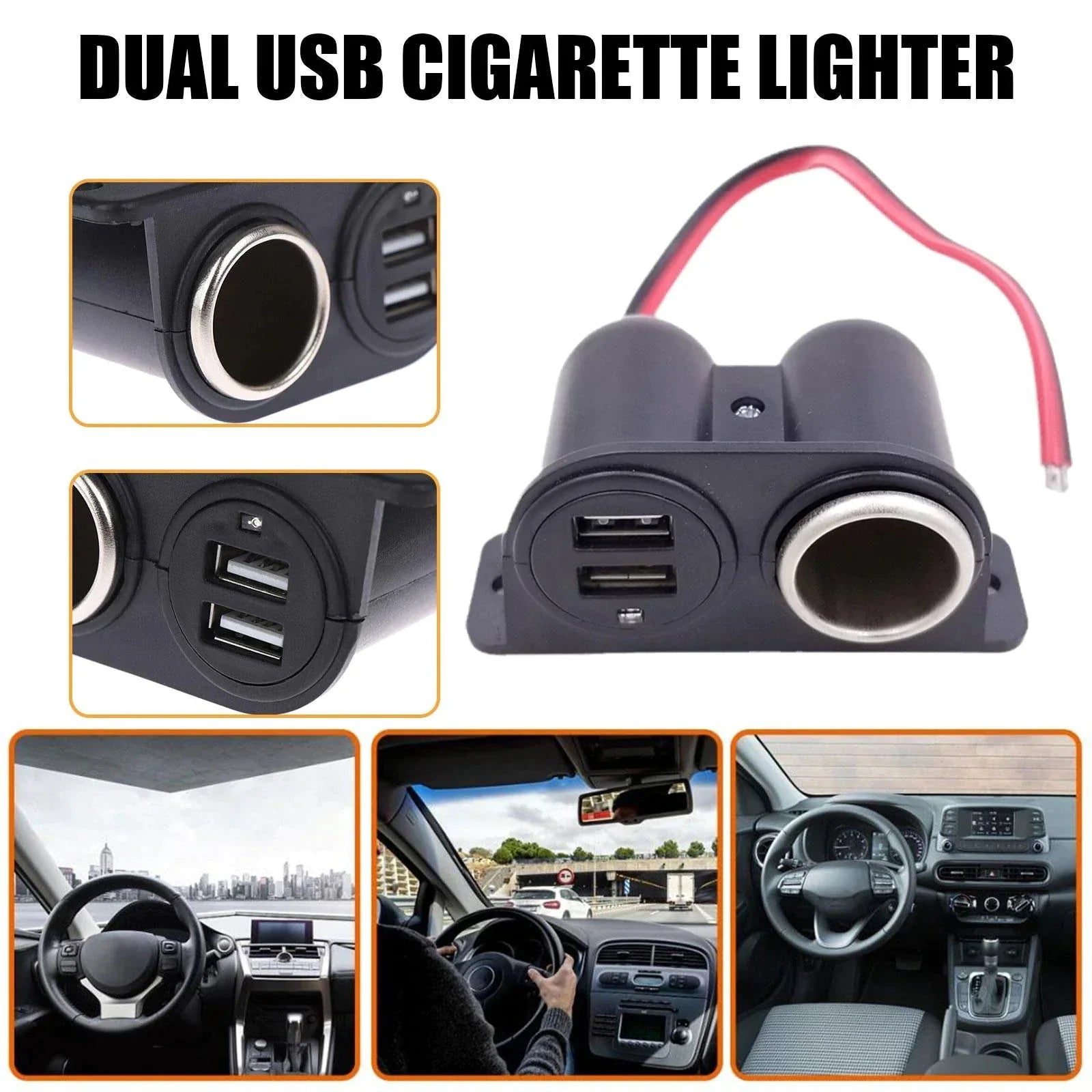 Car Cigarette Lighter Socket Splitter Dual USB Charger Power Adapter Outlet 12V Anti Spier