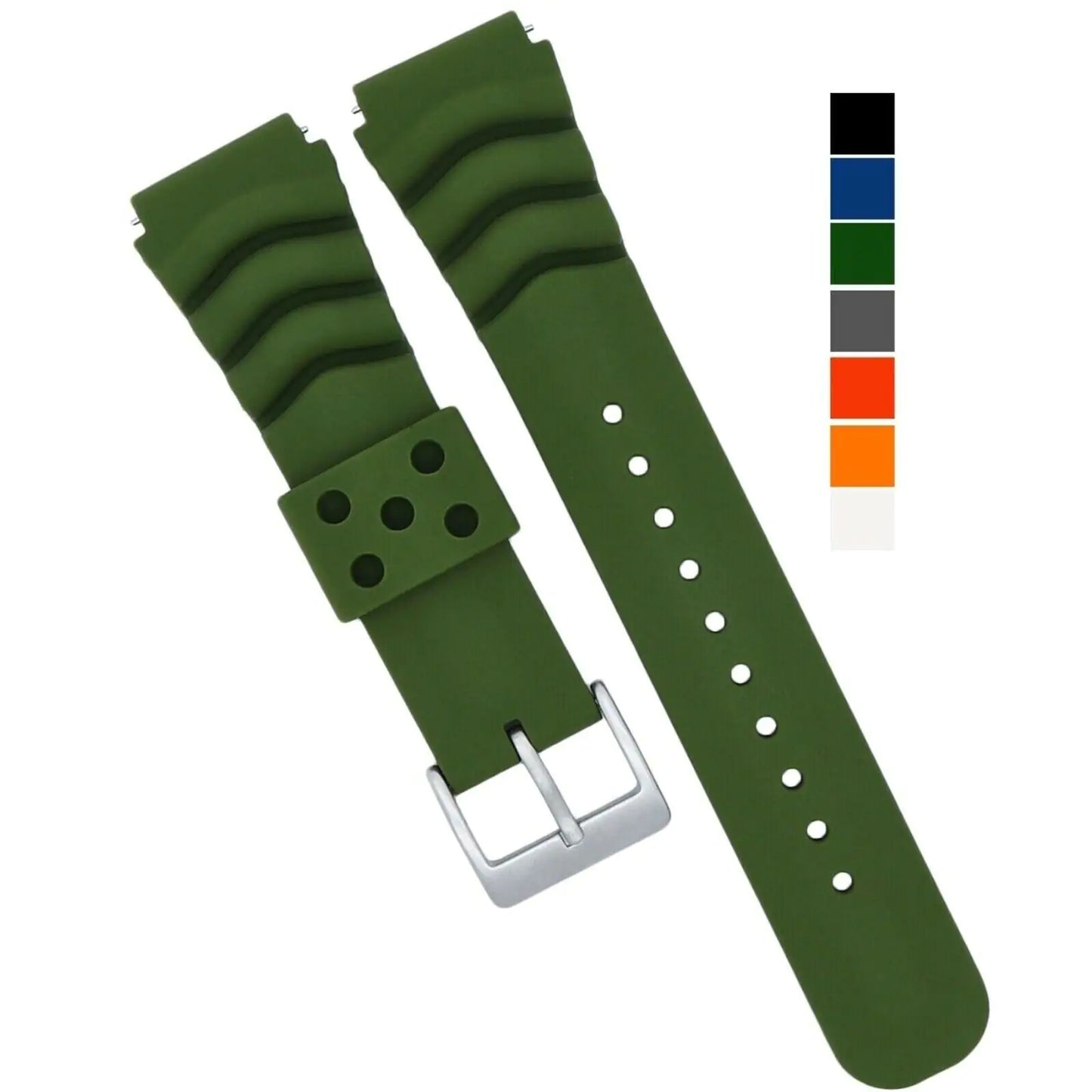 18mm 20mm 22mm Soft Silicone Watch Band Divers Replacement Strap Quick Release - Anti Spier 