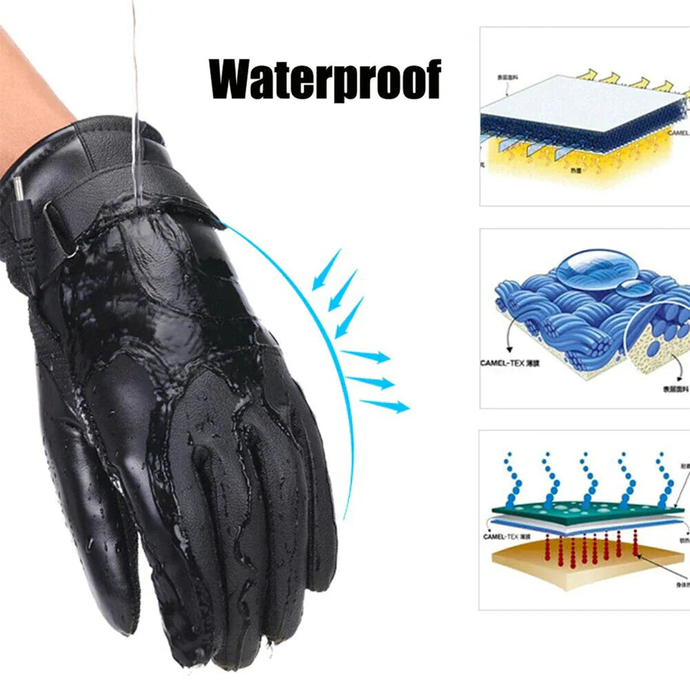 Electric USB Heated Gloves Winter Warming Thermal Ski Snow Hand Warm Windproof Anti Spier